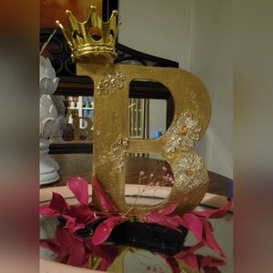 Gold Letter B w1ith Crown Decor